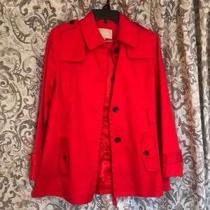 Banana Republic Red Trench Coat, Size M Petite, Lined, Like New, Structured Coat